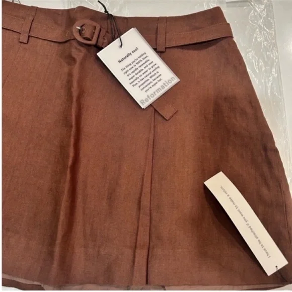 NWT • Reformation Rory Linen Skirt in Chocolate Cake - Picture 4 of 6